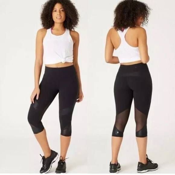 Sweaty Betty Power Mesh Crop 50cm/20” Workout Leggings - black Size XS - Picture 1 of 12